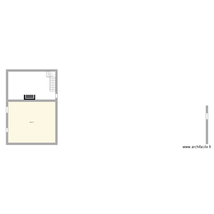 extension. Plan de 1 pièce et 40 m2