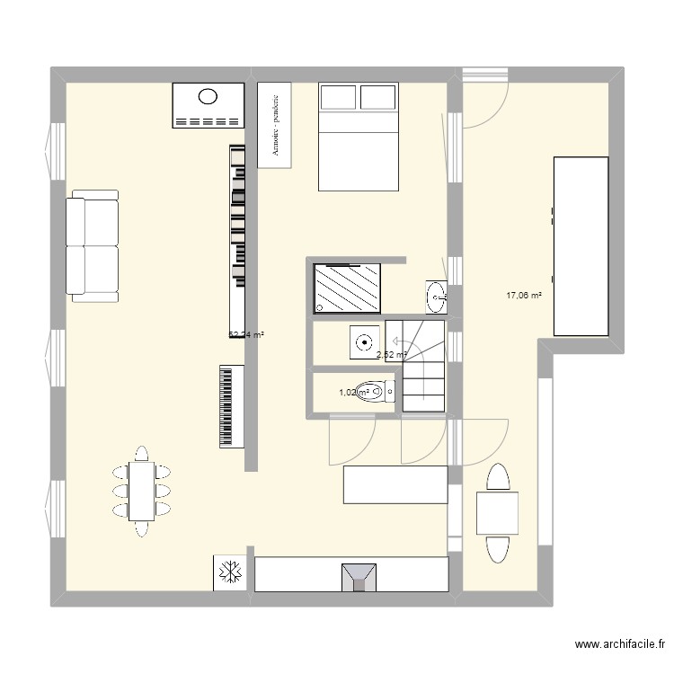 essai rdc trezeny2. Plan de 4 pièces et 73 m2