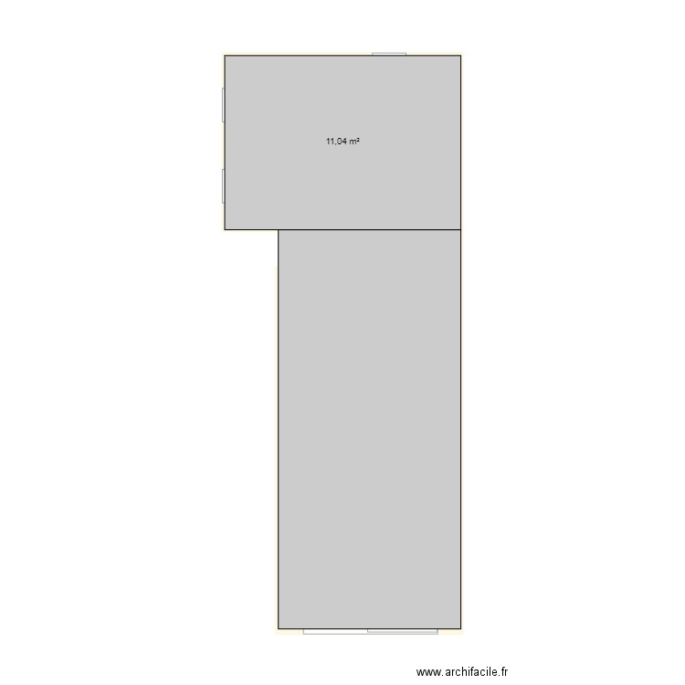 plan façade. Plan de 1 pièce et 11 m2