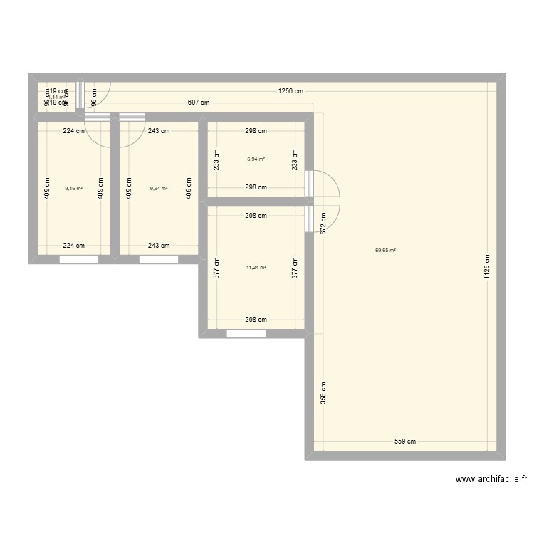 plan 1. Plan de 6 pièces et 108 m2