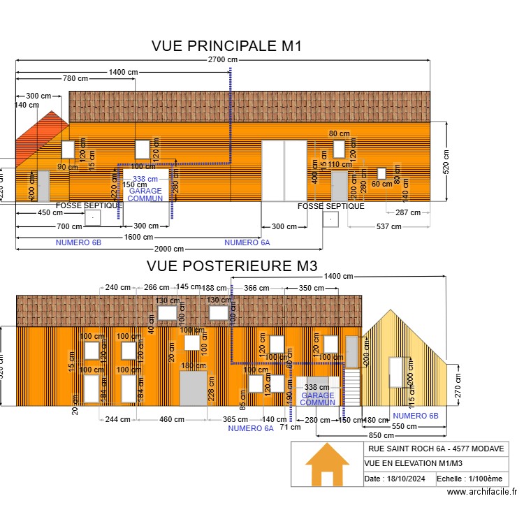 V.RADOUX - VUE EN ELEVATION M1/M3 - V2.23. Plan de 0 pièce et 0 m2