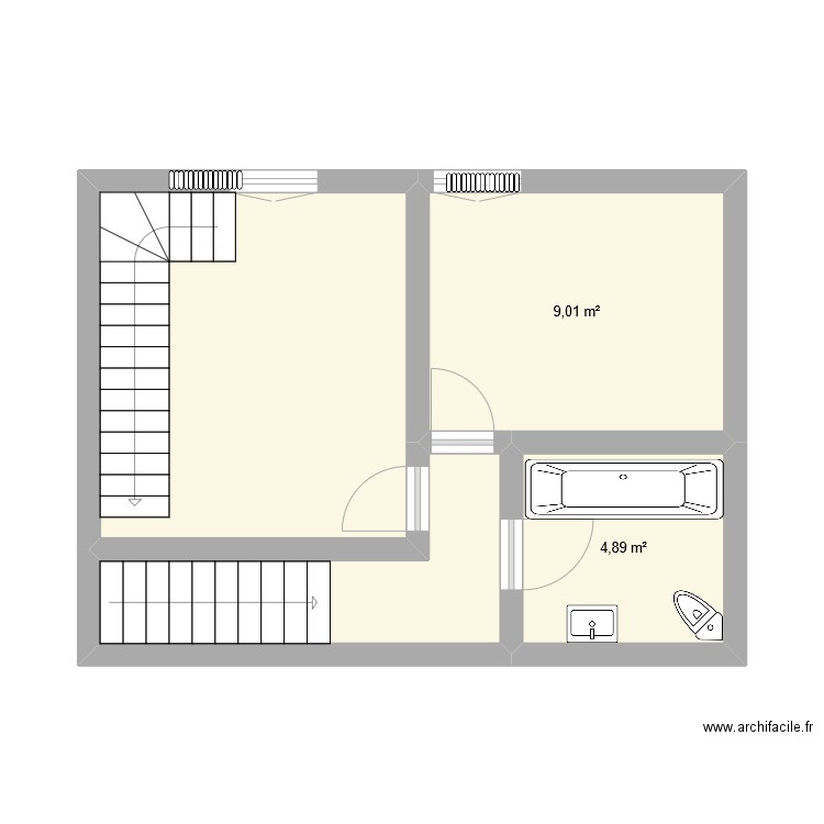 1 etage maison location . Plan de 4 pièces et 33 m2