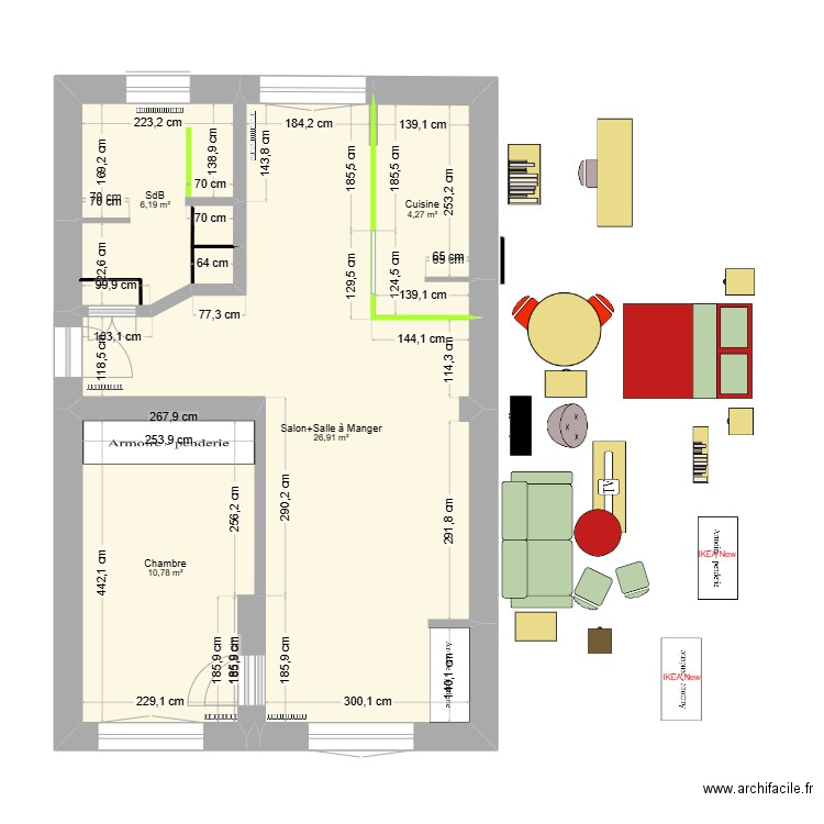 BaseMetrage. Plan de 4 pièces et 48 m2