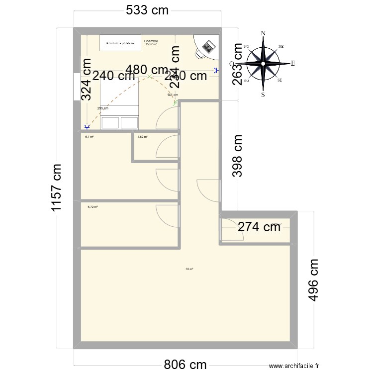 appartement f2 Nolan Barroso 2TNE1. Plan de 6 pièces et 65 m2