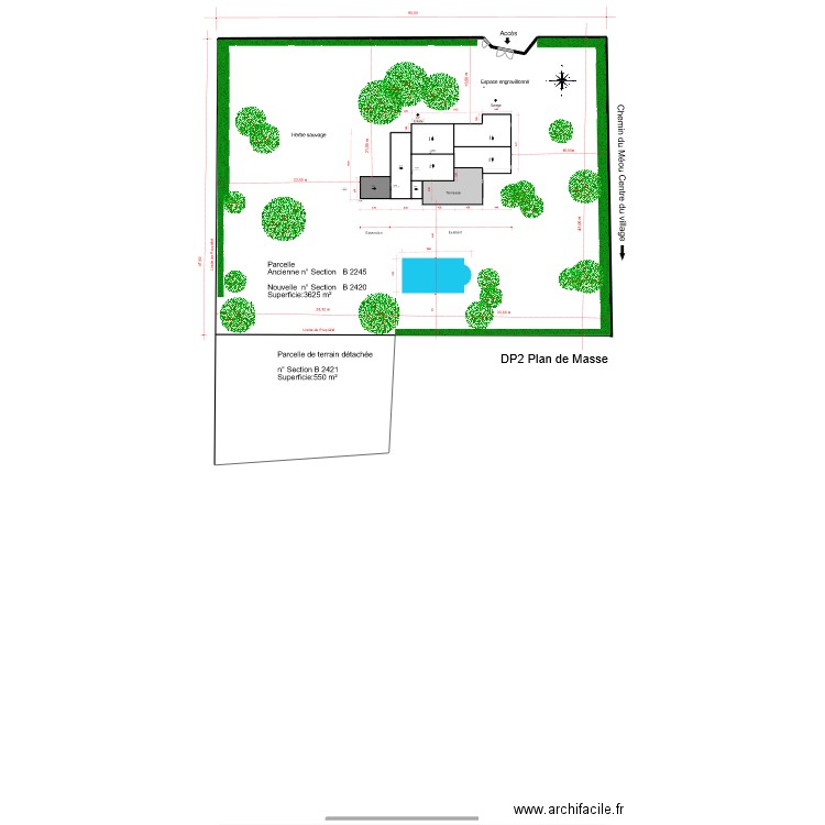 plan de masse. Plan de 2 pièces et 162 m2