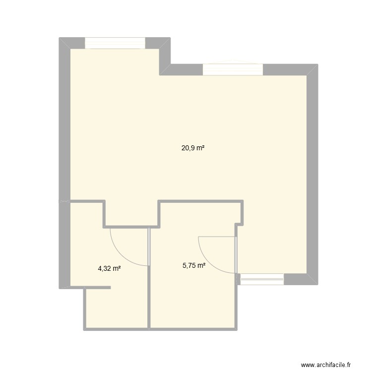 appt post mod. Plan de 3 pièces et 31 m2