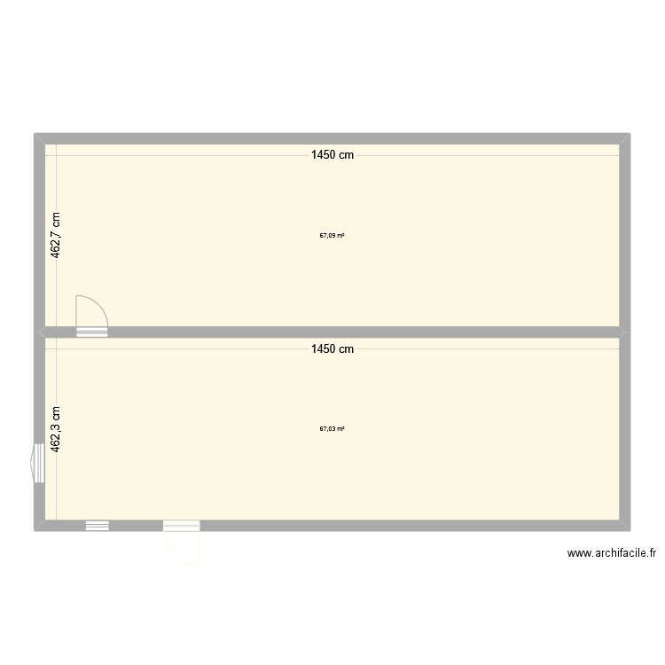 oustaou. Plan de 2 pièces et 134 m2