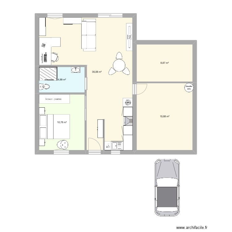 Maison MignalouxV3. Plan de 5 pièces et 76 m2