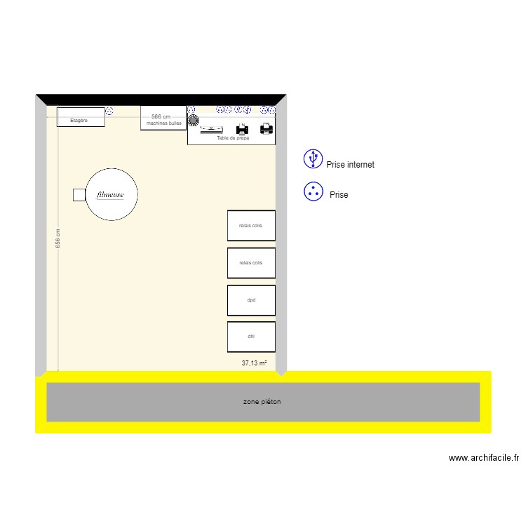 zone emballage steamone 2. Plan de 2 pièces et 48 m2