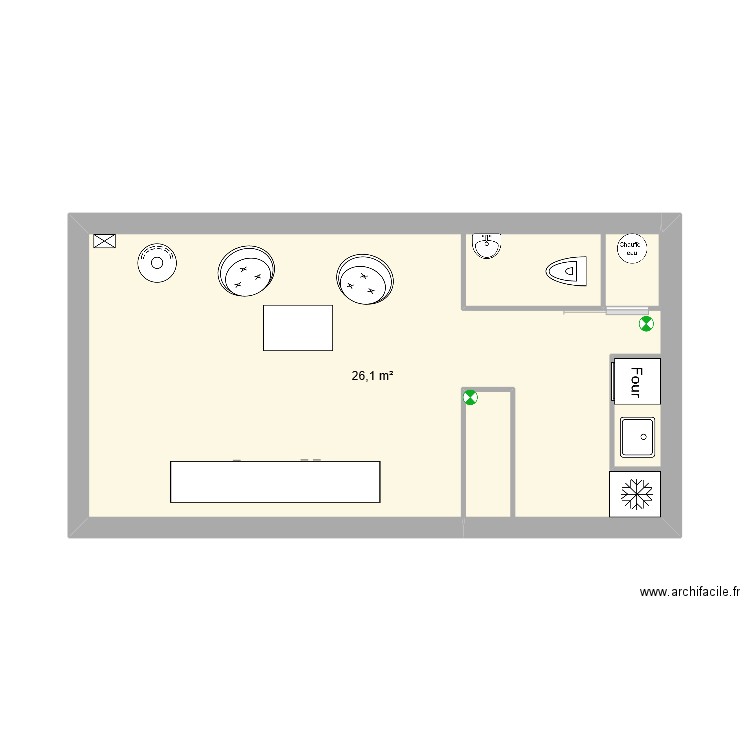 annexe atelier. Plan de 1 pièce et 26 m2