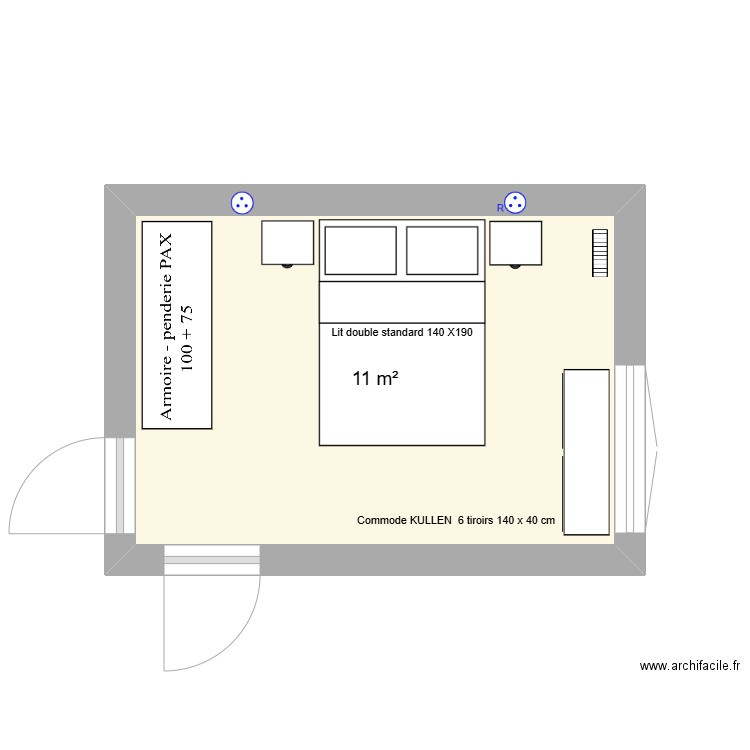 CHAMBRE MELANIE 3. Plan de 1 pièce et 11 m2