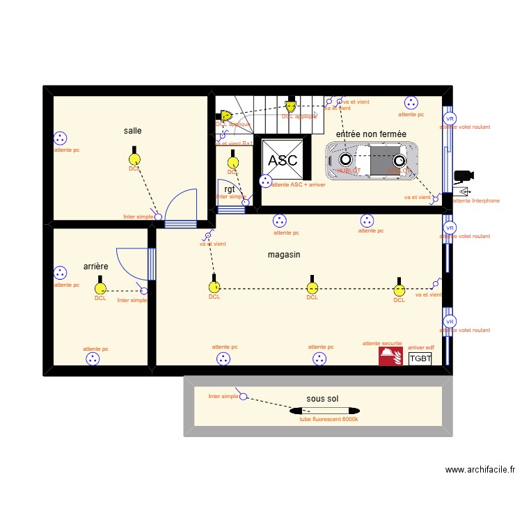 PROJET IMMEUBLE SCI NAINA PLAN RDC . Plan de 6 pièces et 47 m2