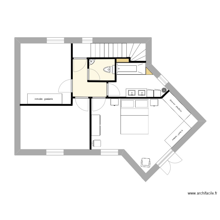 Etage V&J - Plan Aménagement-v2. Plan de 2 pièces et 5 m2