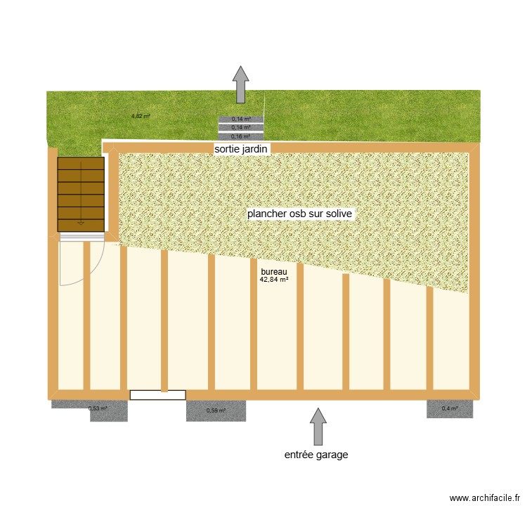 michalet. Plan de 1 pièce et 43 m2