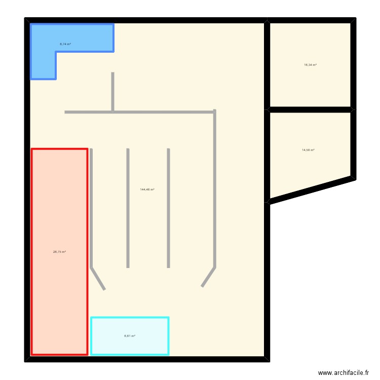 Plan de masse Ibureau. Plan de 6 pièces et 258 m2