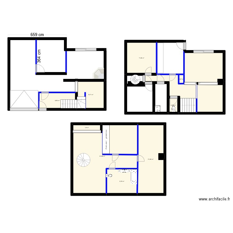 Naujac. Plan de 14 pièces et 159 m2