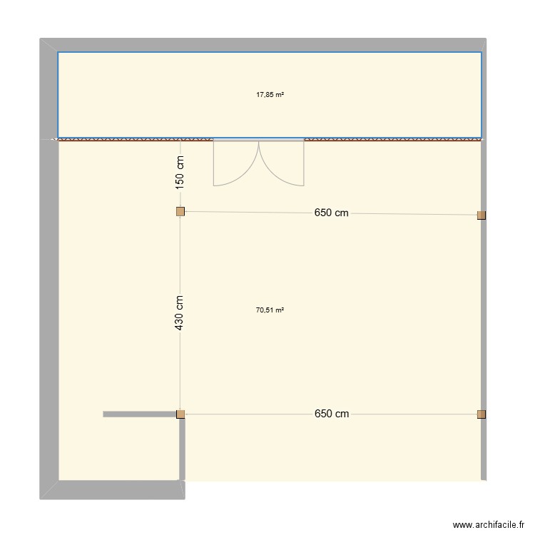 Halle Saint Maurice Thizouaille. Plan de 2 pièces et 88 m2