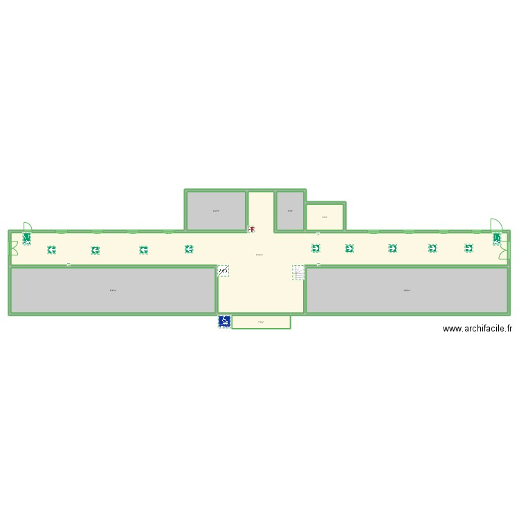 couloir batiment principal. Plan de 6 pièces et 452 m2