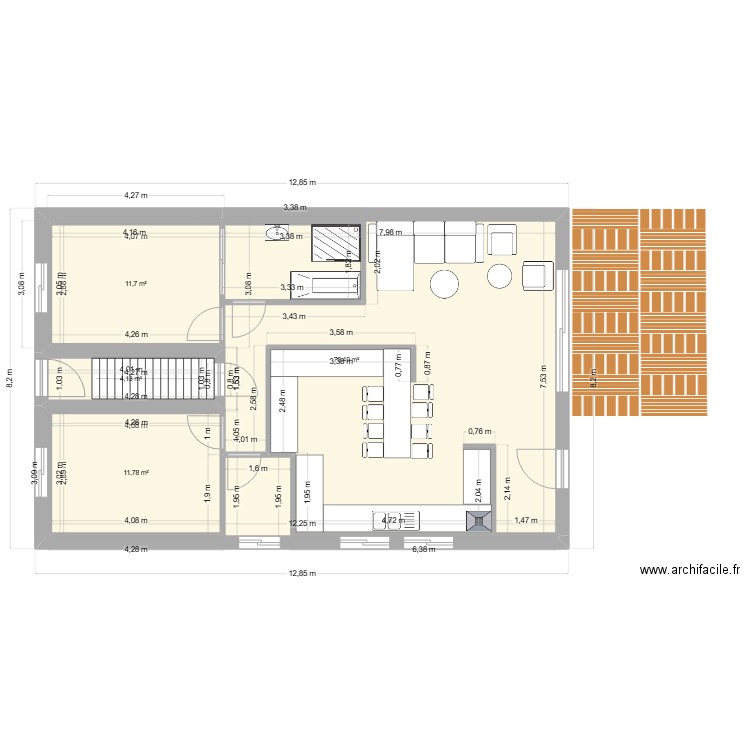 Maison Guérande. Plan de 4 pièces et 98 m2