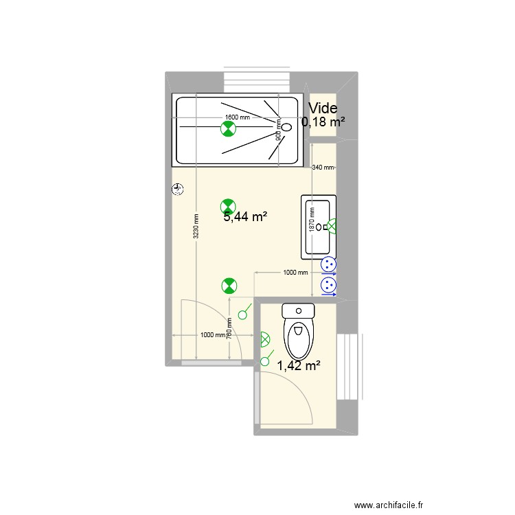 Perso. Plan de 3 pièces et 7 m2