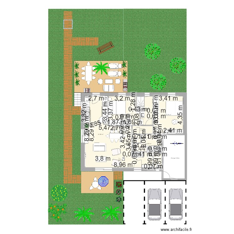 Terasse 6,2x3,7. Plan de 7 pièces et 83 m2