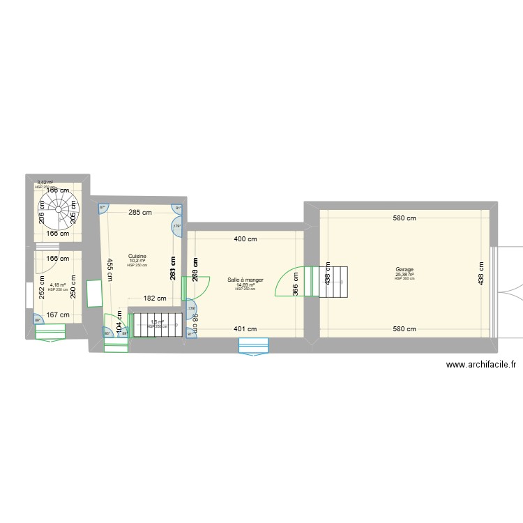 spa. Plan de 6 pièces et 59 m2