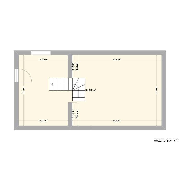 Projet1. Plan de 1 pièce et 37 m2