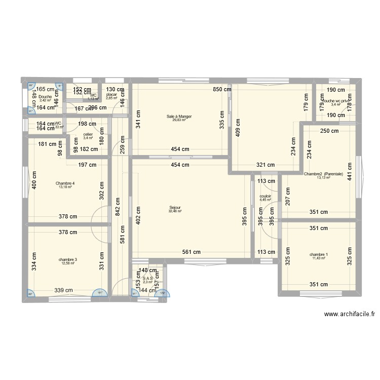  projet ivembeni. Plan de 14 pièces et 134 m2