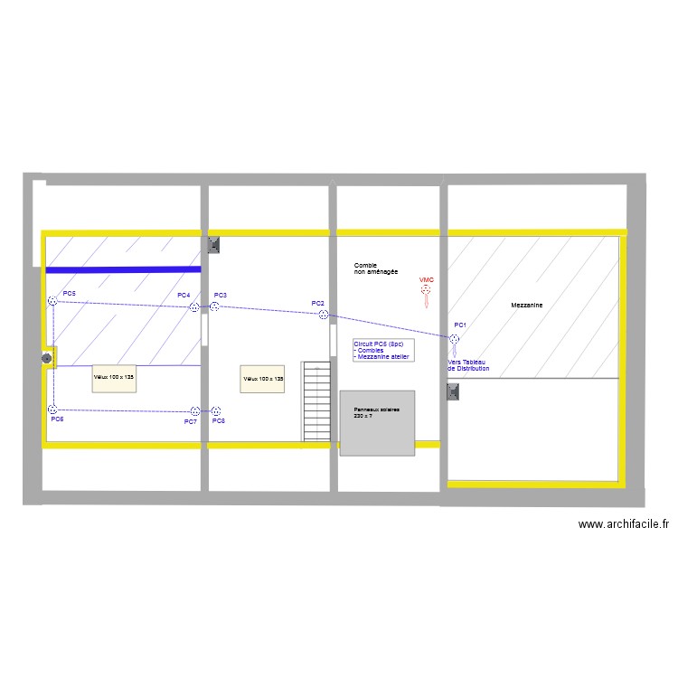 Combles_Electricité_Prise. Plan de 0 pièce et 0 m2