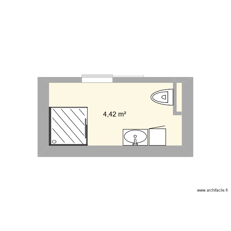 salle de bain 3. Plan de 1 pièce et 4 m2