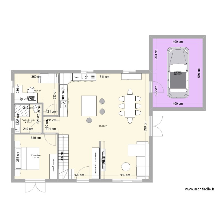 Maison  Oh boudiou !. Plan de 5 pièces et 110 m2