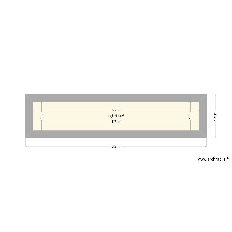 terrasse côté parkin. Plan de 1 pièce et 6 m2