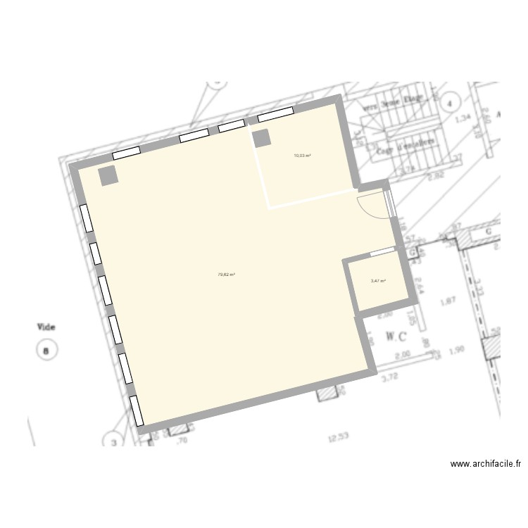 Bureau UFMI. Plan de 3 pièces et 93 m2