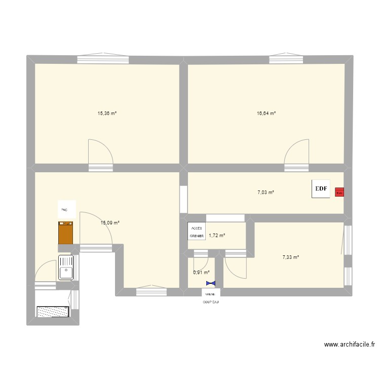 AB21 SEVEUX-MOTEY. Plan de 7 pièces et 64 m2