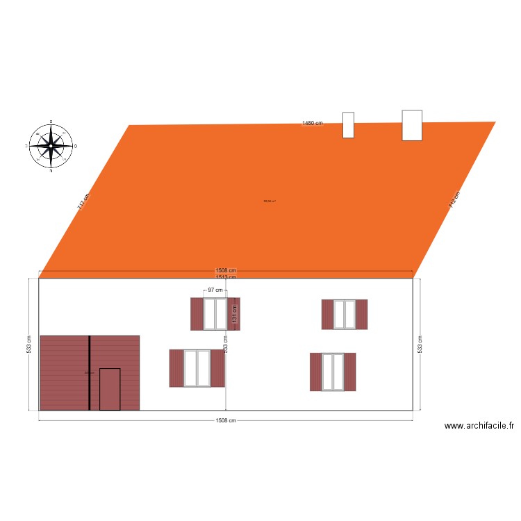 FACADE NORD INITIALE. Plan de 0 pièce et 0 m2