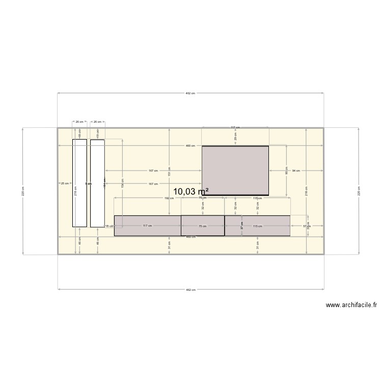 Mur1. Plan de 1 pièce et 10 m2