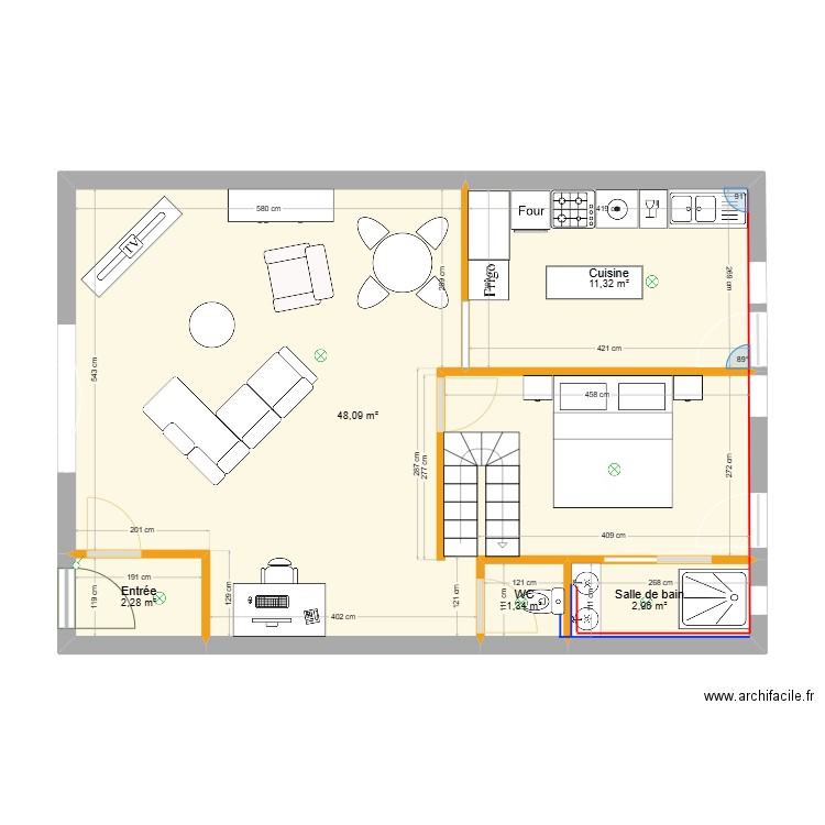 Maison Maman. Plan de 5 pièces et 66 m2