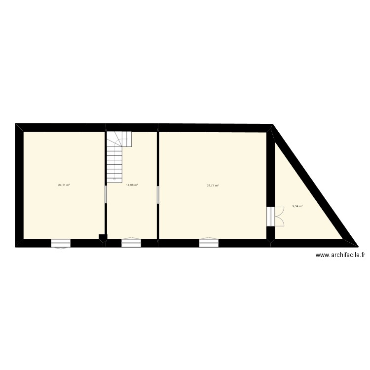 bar. Plan de 4 pièces et 80 m2