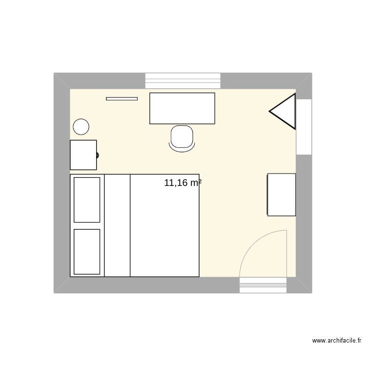 chambre 1. Plan de 1 pièce et 11 m2