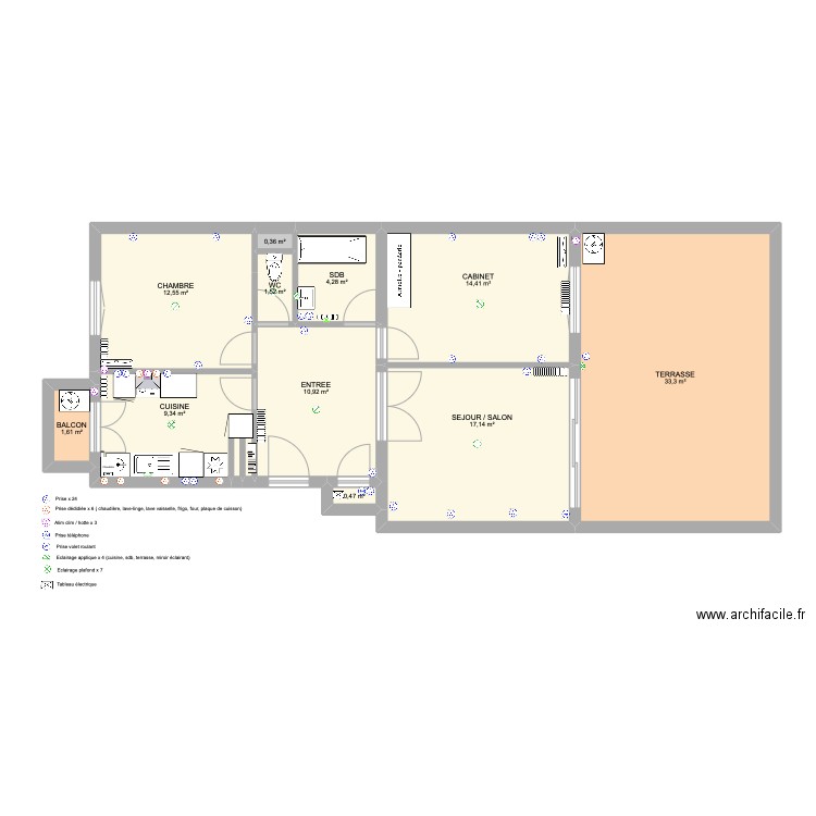 cab 1. Plan de 11 pièces et 106 m2