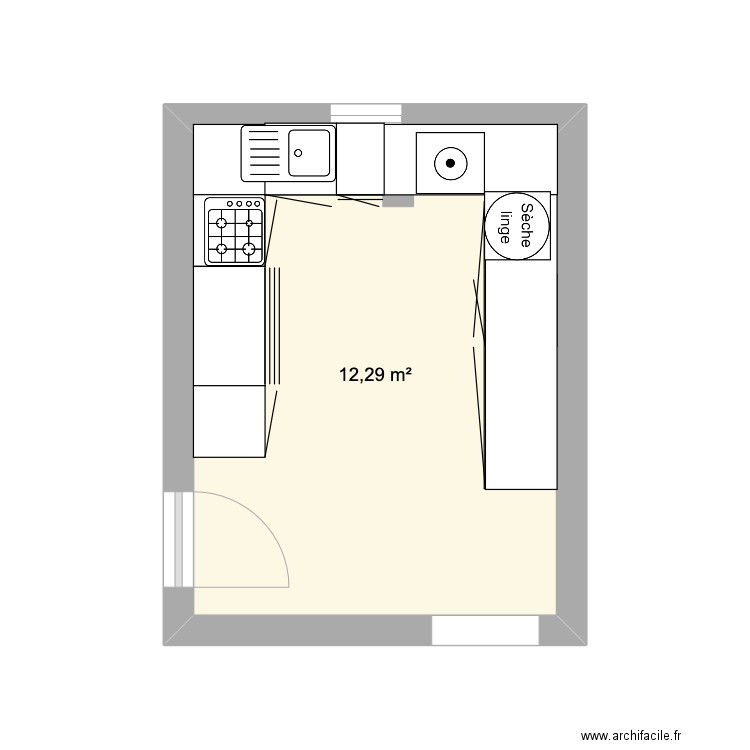 Buanderie. Plan de 1 pièce et 12 m2