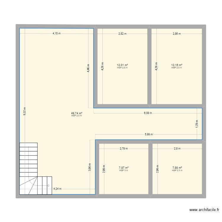 SAM 1. Plan de 5 pièces et 90 m2