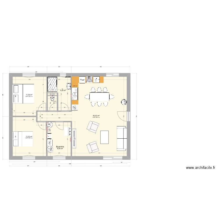 Maison de Momo. Plan de 7 pièces et 76 m2