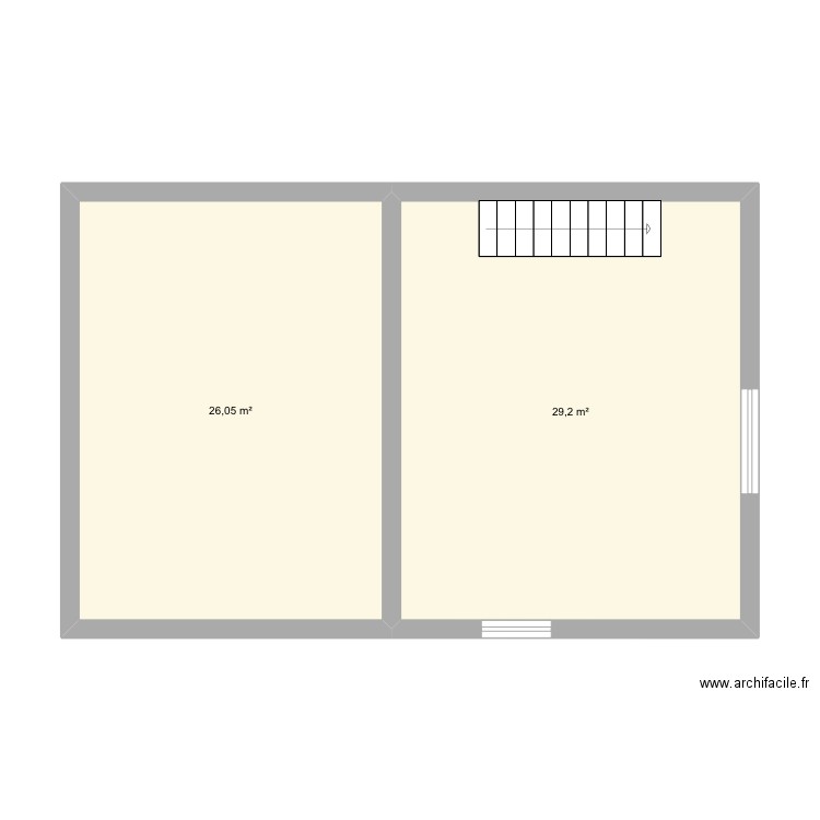 Etage 1. Plan de 2 pièces et 55 m2