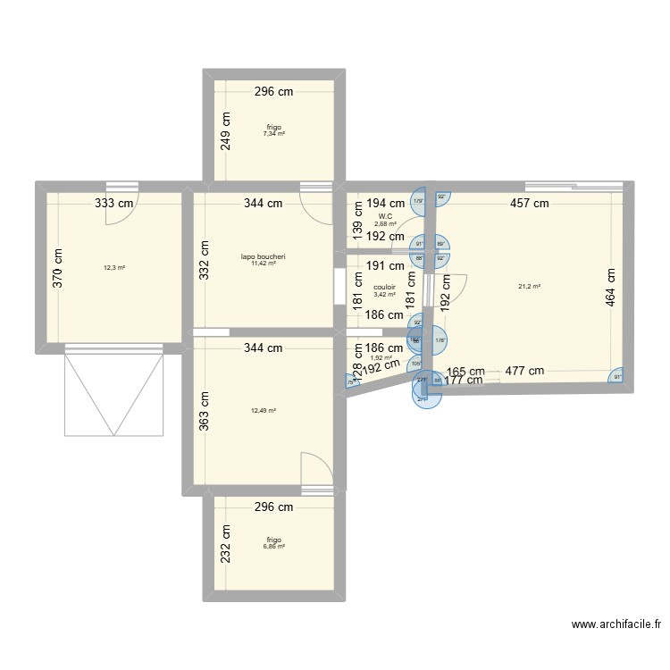 BOUCHERI 02. Plan de 9 pièces et 80 m2