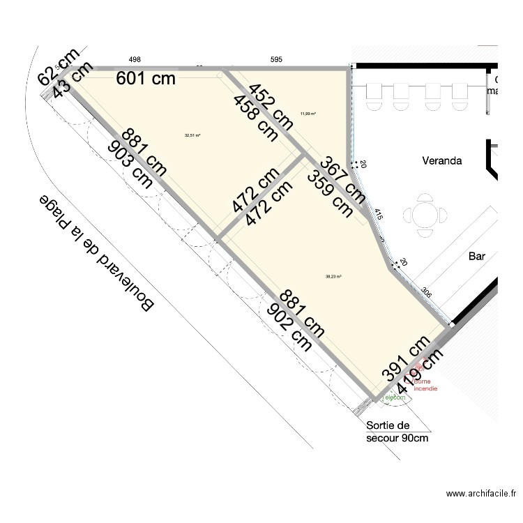 plan 2. Plan de 3 pièces et 83 m2