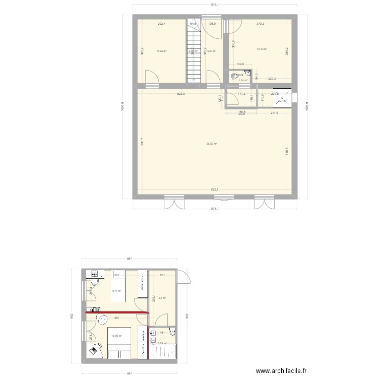 Nouveau 1. Plan de 11 pièces et 119 m2