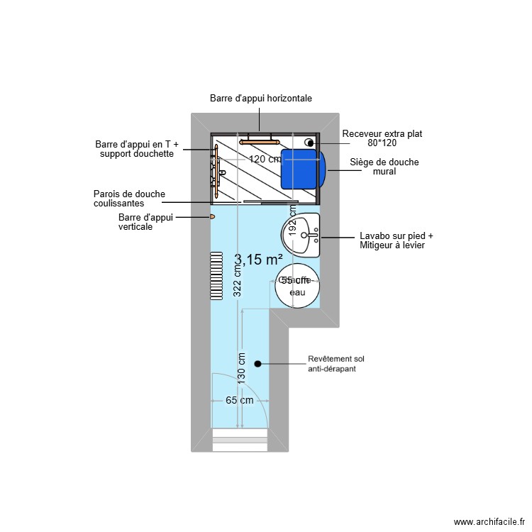 Vrai Projet BASTET. Plan de 1 pièce et 3 m2