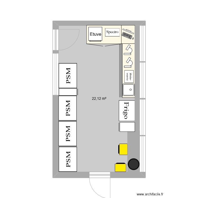 salle psm. Plan de 1 pièce et 22 m2