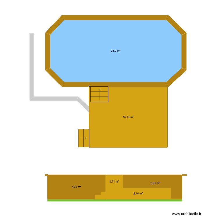 TERRASSE. Plan de 6 pièces et 50 m2